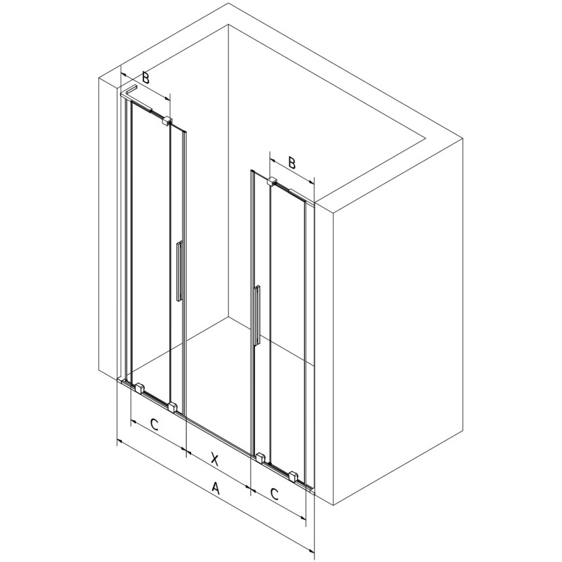 Mexen Velar L Duo Duschschiebetüren 170 cm, matt, gebürstetes Gun Gray - 871-170-003-32-66