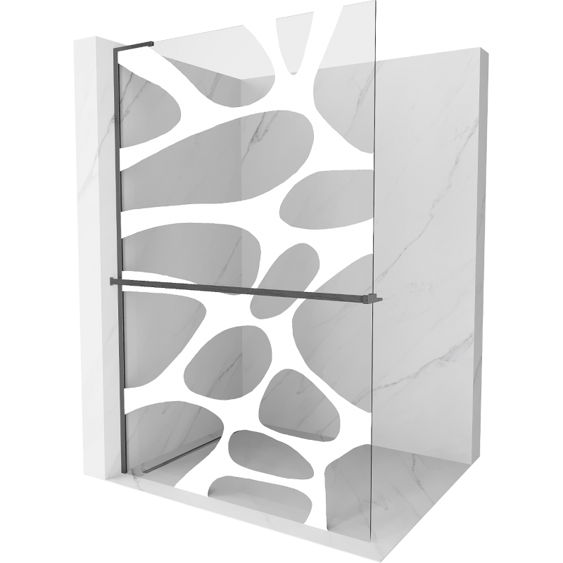 Mexen Kioto+ L Duschabtrennung mit Regal Walk-in 120 x 200 cm, weiße Welle, gebürstetes Gun Gray - 800-120-123-66-97