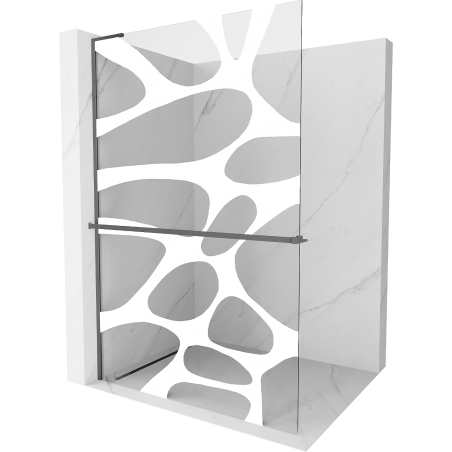 Mexen Kioto+ L Duschwand mit Ablage Walk-in 70 x 200 cm, weiße Welle, Gun Metal - 800-070-123-95-97