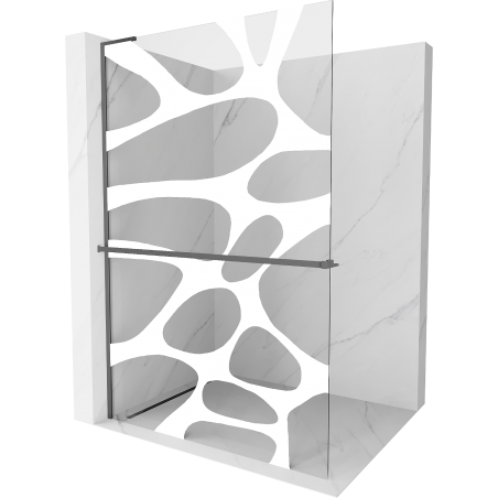 Mexen Kioto+ L Duschwand mit Ablage Walk-in 90 x 200 cm, weiße Welle, Gun Metal - 800-090-123-95-97