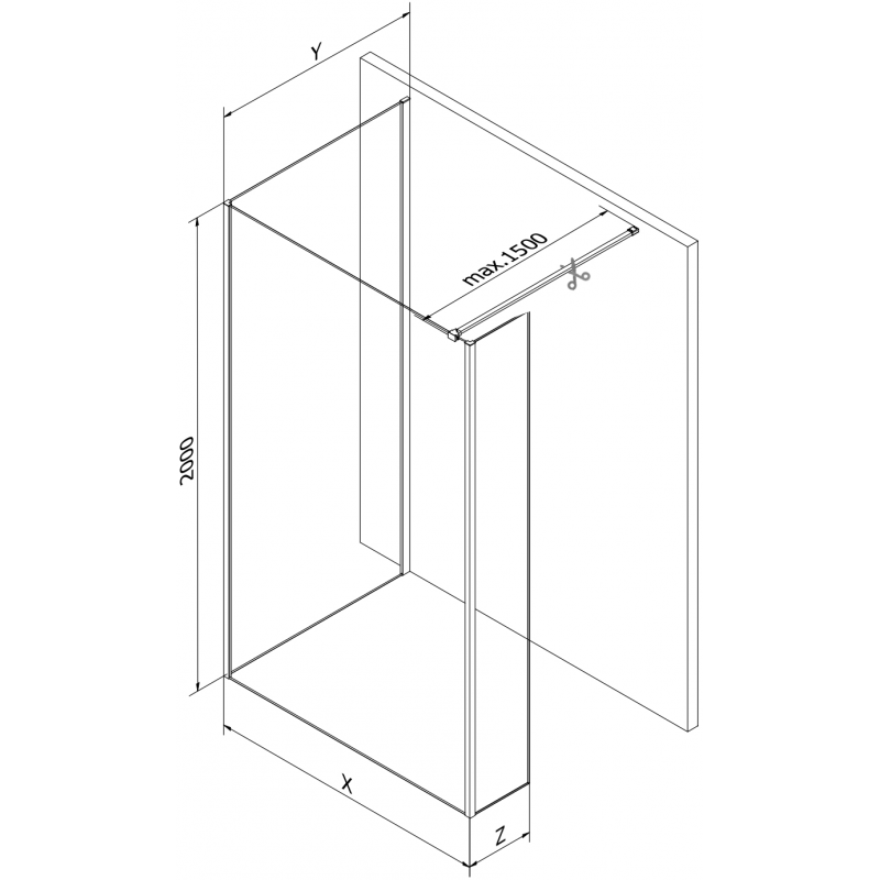 Mexen Kioto Duschwand Walk-in 110 x 70 x 30 cm, transparent, gebürsteter Nickel - 800-110-070-221-97-00-030