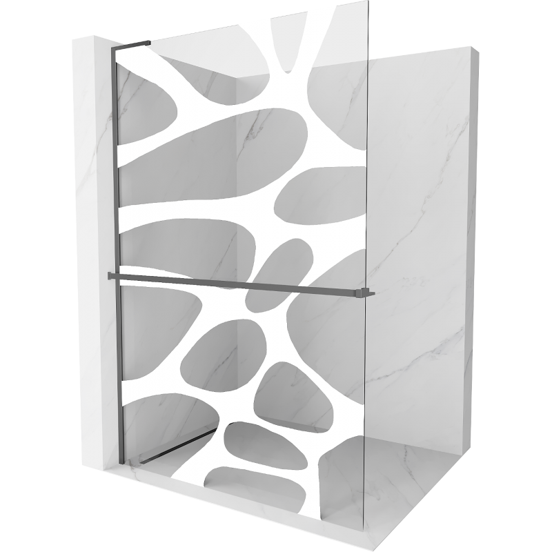 Mexen Kioto+ L Duschwand mit Regal Walk-in 120 x 200 cm, weiße Welle, Gun Metal - 800-120-123-95-97