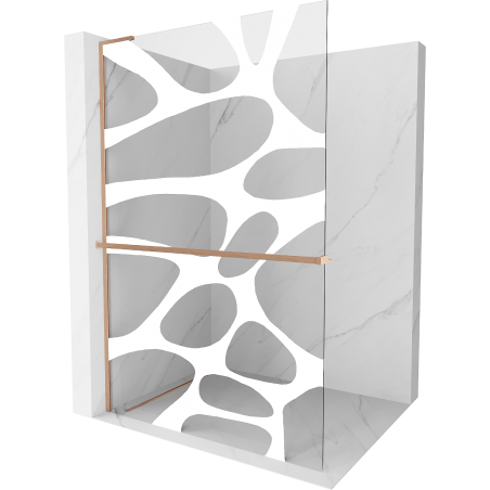 Mexen Kioto+ L Duschwand mit Ablage Walk-in 70 x 200 cm, weiße Welle, gebürstetes Kupfer - 800-070-123-65-97