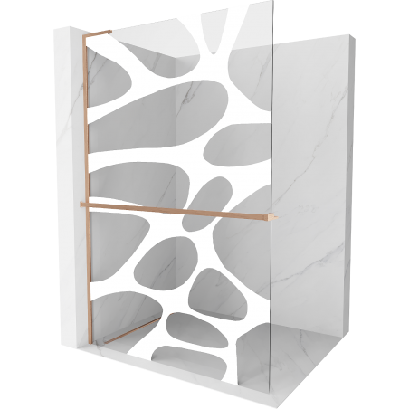 Mexen Kioto+ L Duschwand mit Ablage Walk-in 110 x 200 cm, weiße Welle, gebürstetes Kupfer - 800-110-123-65-97