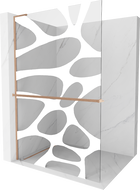 Mexen Kioto+ L Duschwand mit Ablage Walk-in 110 x 200 cm, weiße Welle, gebürstetes Kupfer - 800-110-123-65-97