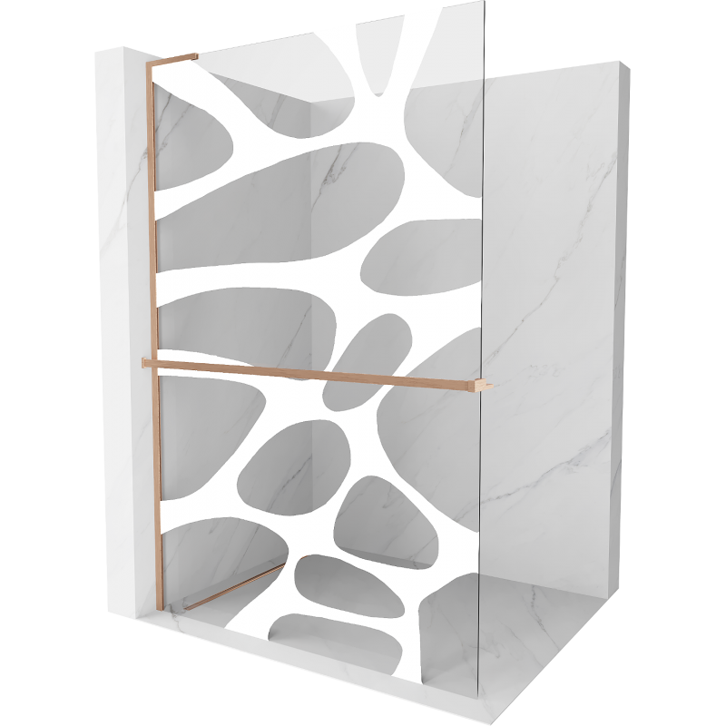 Mexen Kioto+ L Duschwand mit Ablage Walk-in 120 x 200 cm, weiße Welle, gebürstetes Kupfer - 800-120-123-65-97