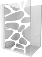 Mexen Kioto+ L Duschwand mit Regal Walk-in 80 x 200 cm, weiße Welle, gebürsteter Nickel - 800-080-123-97-97