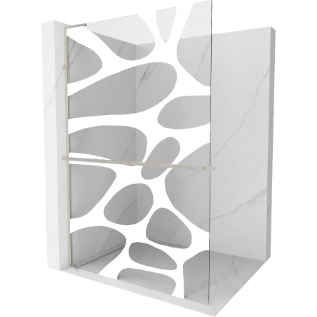 Mexen Kioto+ L Duschwand mit Ablage Walk-in 90 x 200 cm, weiße Welle, gebürsteter Nickel - 800-090-123-97-97