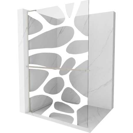 Mexen Kioto+ L Duschwand mit Ablage Walk-in 110 x 200 cm, weiße Welle, gebürsteter Nickel - 800-110-123-97-97