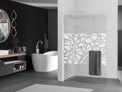 Mexen Kioto+ L Duschwand mit Regal Walk-in 90 x 200 cm, weißes Muster, weiß - 800-090-123-20-85