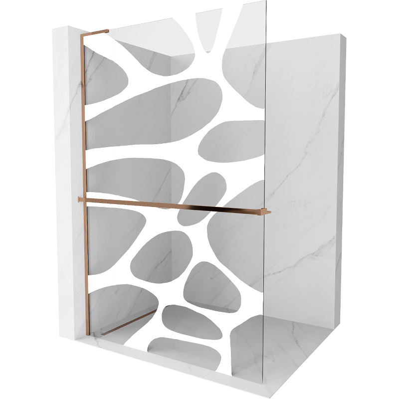 Mexen Kioto+ L Duschwand mit Ablage Walk-in 70 x 200 cm, weiße Welle, Roségold - 800-070-123-60-97