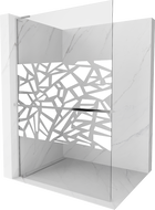 Mexen Kioto+ L Duschwand mit Regal Walk-in 80 x 200 cm, weißes Muster, Chrom - 800-080-123-01-85