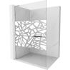 Mexen Kioto+ L Duschwand mit Regal Walk-in 90 x 200 cm, weißes Muster, Chrom - 800-090-123-01-85