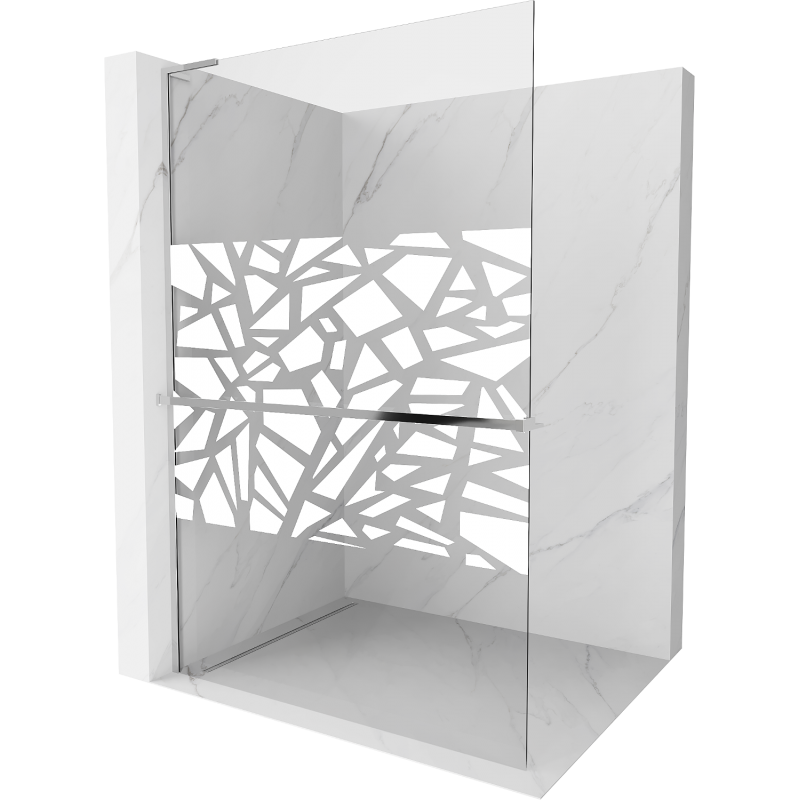 Mexen Kioto+ L Duschwand mit Regal Walk-in 100 x 200 cm, weißes Muster, Chrom - 800-100-123-01-85