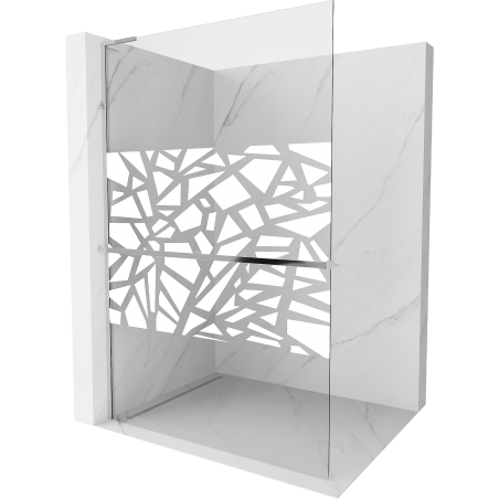 Mexen Kioto+ L Duschwand mit Regal Walk-in 110 x 200 cm, weißes Muster, Chrom - 800-110-123-01-85