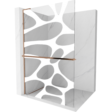 Mexen Kioto+ L Duschwand mit Regal Walk-in 110 x 200 cm, weiße Welle, Roségold - 800-110-123-60-97