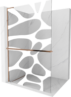 Mexen Kioto+ L Duschwand mit Regal Walk-in 120 x 200 cm, weiße Welle, Roségold - 800-120-123-60-97