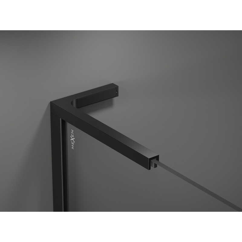 Mexen Kioto+ L Duschwand mit Ablage Walk-in 100 x 200 cm, weißes Muster, schwarz - 800-100-123-70-85