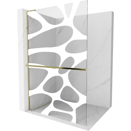 Mexen Kioto+ L Duschwand mit Ablage Walk-in 80 x 200 cm, weiße Welle, gold - 800-080-123-50-97