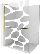 Mexen Kioto+ L Duschwand mit Ablage Walk-in 80 x 200 cm, weiße Welle, gold - 800-080-123-50-97