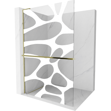 Mexen Kioto+ L Duschwand mit Ablage Walk-in 100 x 200 cm, weiße Welle, gold - 800-100-123-50-97