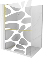 Mexen Kioto+ L Duschwand mit Regal Walk-in 80 x 200 cm, weiße Welle, gebürstetes Gold - 800-080-123-55-97
