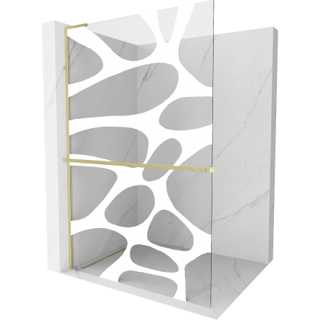 Mexen Kioto+ L Duschwand mit Ablage Walk-in 100 x 200 cm, weiße Welle, gebürstetes Gold - 800-100-123-55-97