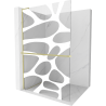 Mexen Kioto+ L Duschwand mit Ablage Walk-in 100 x 200 cm, weiße Welle, gebürstetes Gold - 800-100-123-55-97