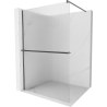 Mexen Kioto+ Duschwand mit Ablage Walk-in 100 x 200 cm, Streifen, gebürstet gun gray - 800-100-121-66-09