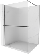 Mexen Kioto+ Duschwand mit Ablage Walk-in 100 x 200 cm, Streifen, gebürstet gun gray - 800-100-121-66-09