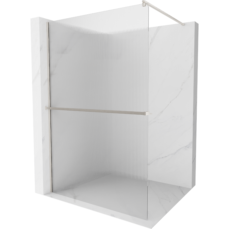 Mexen Kioto+ Duschwand mit Regal Walk-in 70 x 200 cm, Streifen, gebürsteter Nickel - 800-070-121-97-09