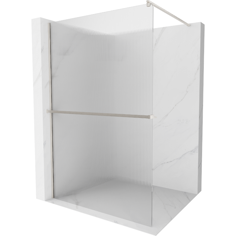 Mexen Kioto+ Duschwand mit Ablage Walk-in 90 x 200 cm, Streifen, gebürsteter Nickel - 800-090-121-97-09