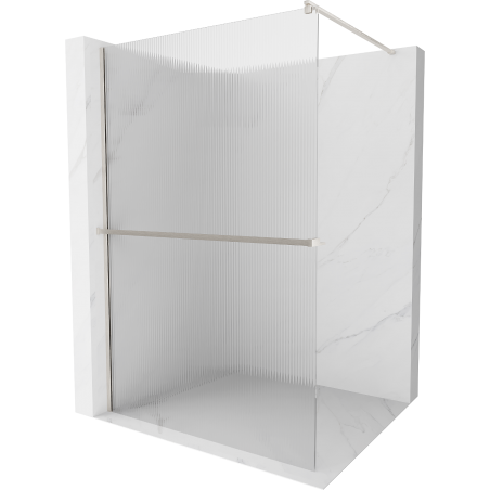 Mexen Kioto+ Duschwand mit Ablage Walk-in 100 x 200 cm, Streifen, gebürsteter Nickel - 800-100-121-97-09
