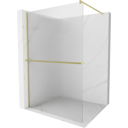 Mexen Kioto+ Duschwand mit Ablage Walk-in 70 x 200 cm, Streifen, gebürstetes Gold - 800-070-121-55-09