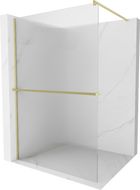 Mexen Kioto+ Duschwand mit Ablage Walk-in 100 x 200 cm, Streifen, gebürstetes Gold - 800-100-121-55-09