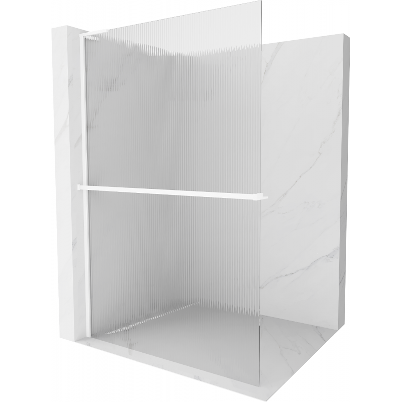 Mexen Kioto+ L Duschwand mit Ablage Walk-in 70 x 200 cm, Streifen, weiß - 800-070-123-20-09