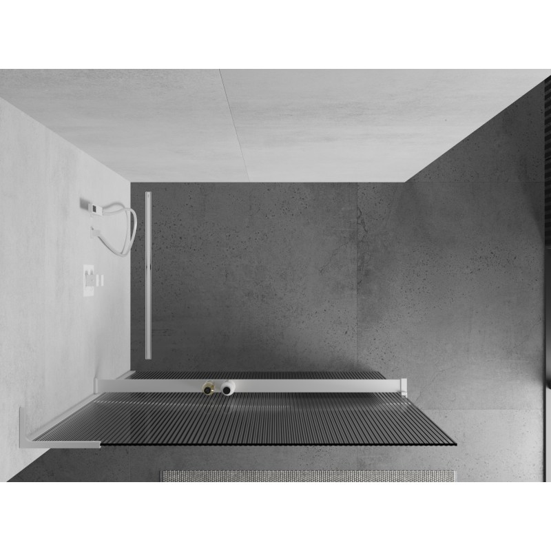 Mexen Kioto+ L Duschwand mit Ablage Walk-in 70 x 200 cm, Streifen, weiß - 800-070-123-20-09
