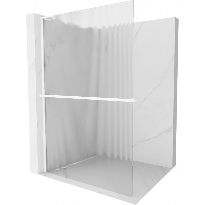 Mexen Kioto+ L Duschwand mit Ablage Walk-in 80 x 200 cm, Streifen, weiß - 800-080-123-20-09