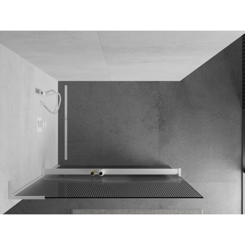 Mexen Kioto+ L Duschwand mit Ablage Walk-in 90 x 200 cm, Streifen, weiß - 800-090-123-20-09