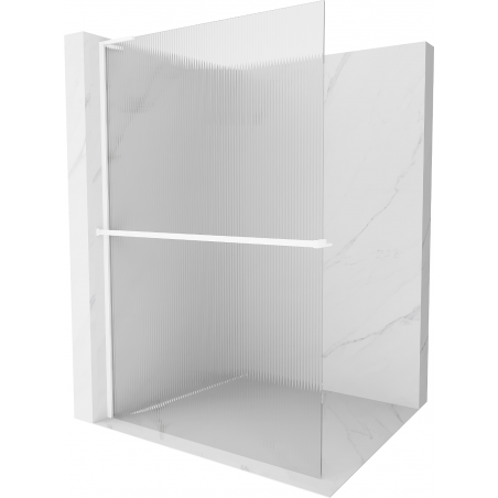 Mexen Kioto+ L Duschwand mit Regal Walk-in 100 x 200 cm, Streifen, weiß - 800-100-123-20-09