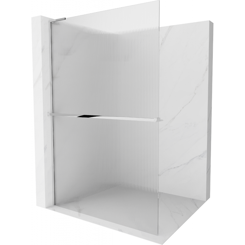 Mexen Kioto+ L Duschwand mit Ablage Walk-in 70 x 200 cm, Streifen, Chrom - 800-070-123-01-09