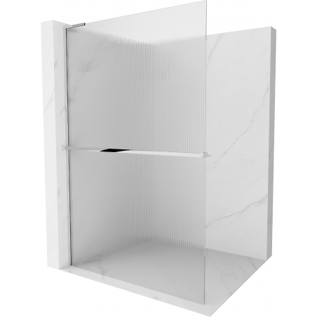 Mexen Kioto+ L Duschwand mit Ablage Walk-in 70 x 200 cm, Streifen, Chrom - 800-070-123-01-09