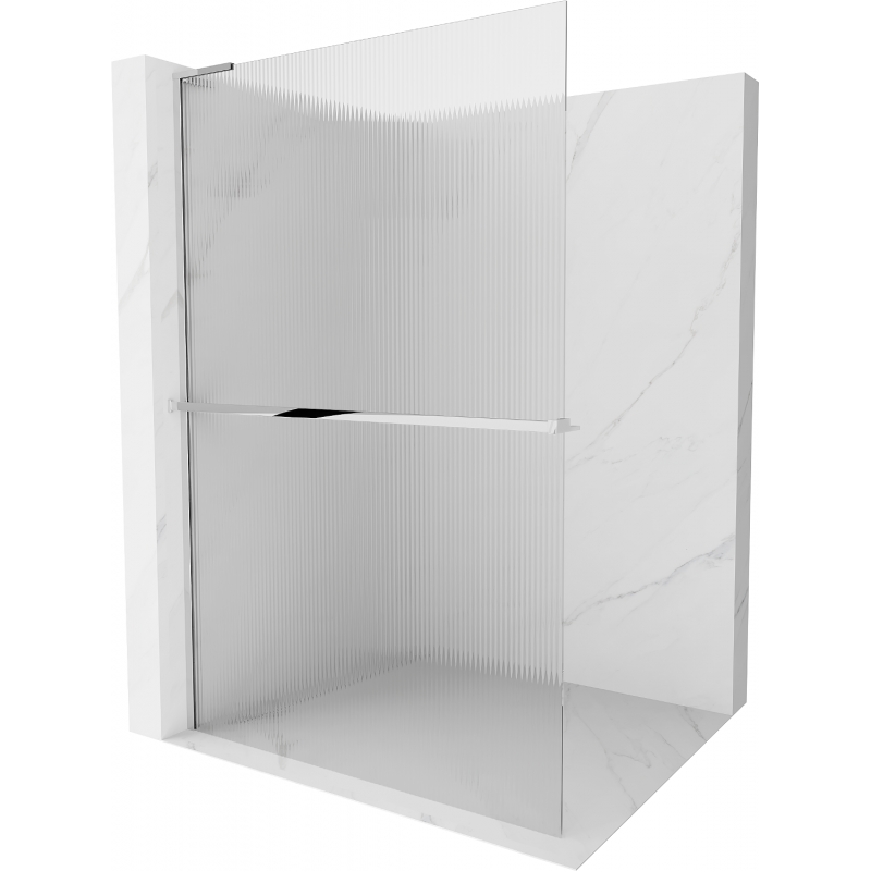 Mexen Kioto+ L Duschwand mit Ablage Walk-in 80 x 200 cm, Streifen, Chrom - 800-080-123-01-09