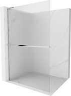 Mexen Kioto+ L Duschwand mit Ablage Walk-in 80 x 200 cm, Streifen, Chrom - 800-080-123-01-09