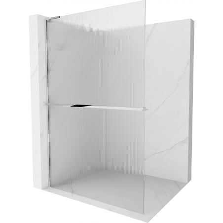 Mexen Kioto+ L Duschwand mit Regal Walk-in 120 x 200 cm, Streifen, Chrom - 800-120-123-01-09