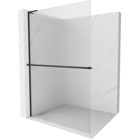 Mexen Kioto+ L Duschwand mit Ablage Walk-in 80 x 200 cm, Streifen, schwarz - 800-080-123-70-09