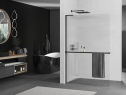 Mexen Kioto+ L Duschwand mit Ablage Walk-in 80 x 200 cm, Streifen, schwarz - 800-080-123-70-09