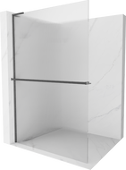 Mexen Kioto+ L Duschwand mit Ablage Walk-in 70 x 200 cm, Streifen, gebürstet Gun Gray - 800-070-123-66-09