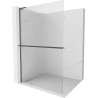 Mexen Kioto+ L Duschwand mit Ablage Walk-in 110 x 200 cm, Streifen, gebürstetes Gun Gray - 800-110-123-66-09