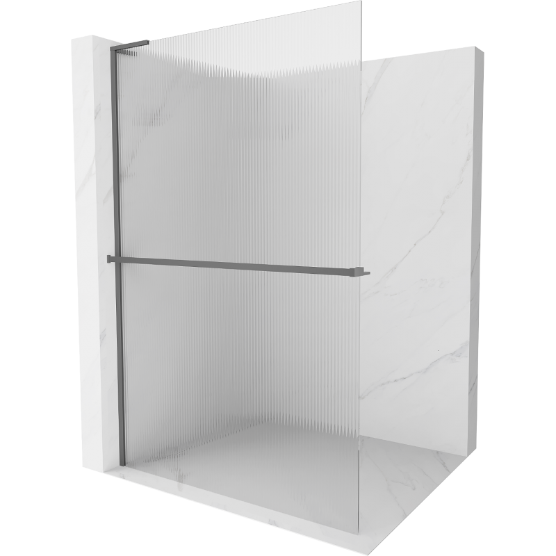 Mexen Kioto+ L Duschwand mit Regal Walk-in 90 x 200 cm, Streifen, Gun Metal - 800-090-123-95-09